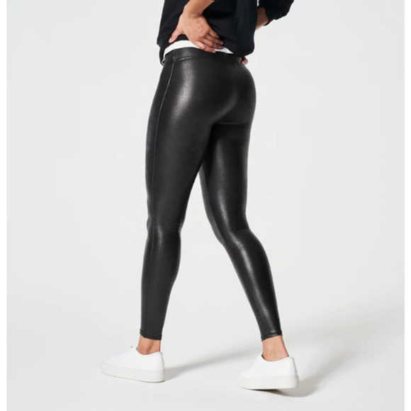 Spanx Faux Leather Leggings High-Waisted Full-Length Pull-On Black Size Small - Picture 3 of 6